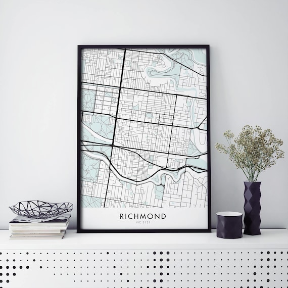 Richmond Melbourne VIC 3121 Street Map Minimalist Art Poster