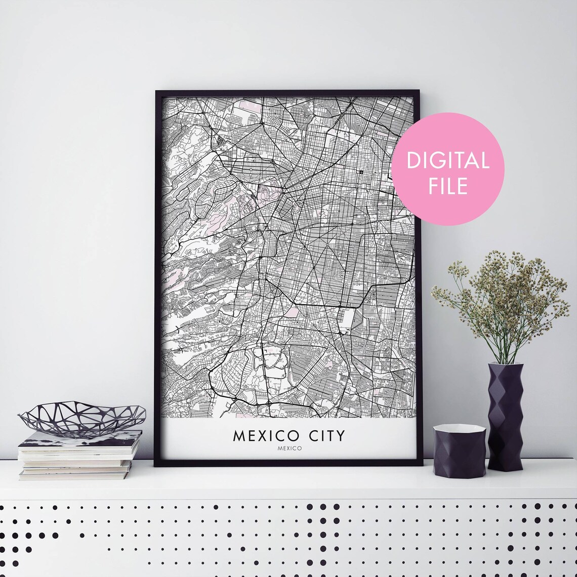 Mexico City Mexico Street Map Modern Minimalist Travel Poster