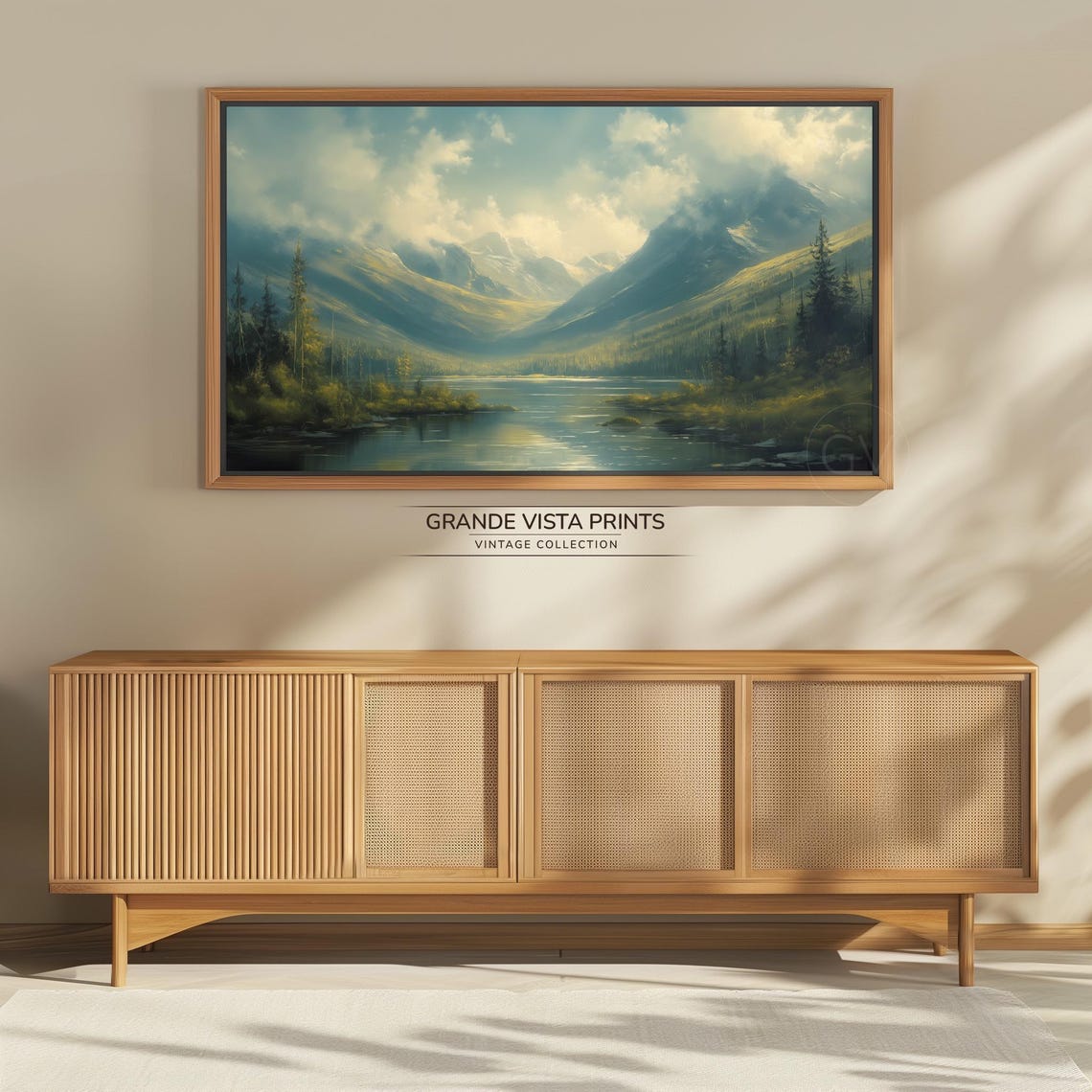 Moody Mountain Lake Misty Peaks Pine Forest Teal Landscape Poster - Image 4