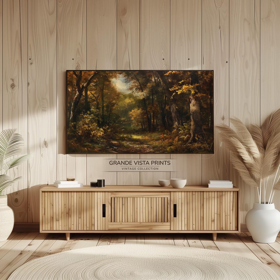 Deep Autumn Forest Path Golden Light Filtering Through Trees Poster - Image 2
