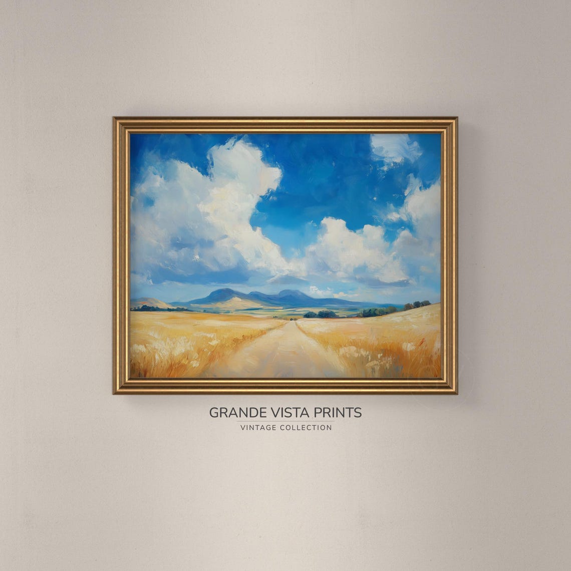 Midsummer Wheatfield Landscape Painting - Image 3