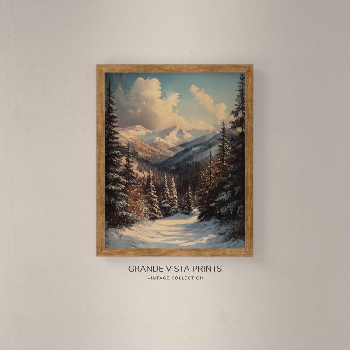 Snowy Mountain Valley Morning Light Winter Forest Landscape Poster - Image 4
