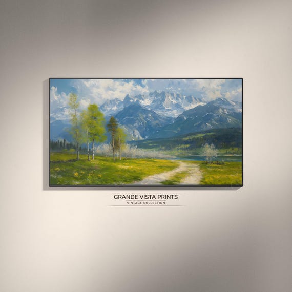 Spring Mountain Frame Tv Art River Valley Landscape Home Decor Gv4084