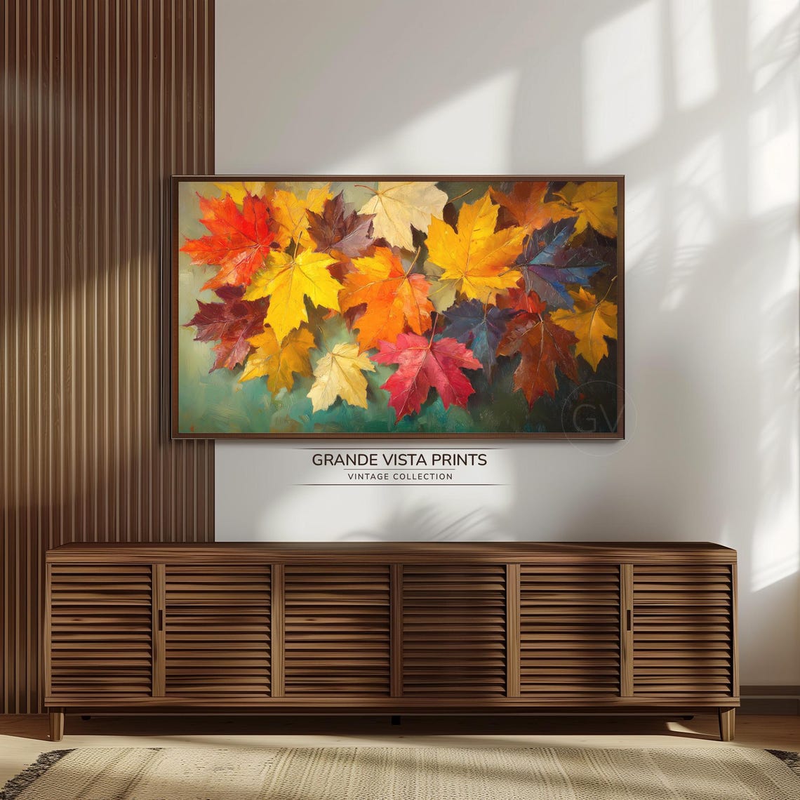 Scattered Maple Leaves Warm Autumn Tones Fall Foliage Painting Poster - Image 3