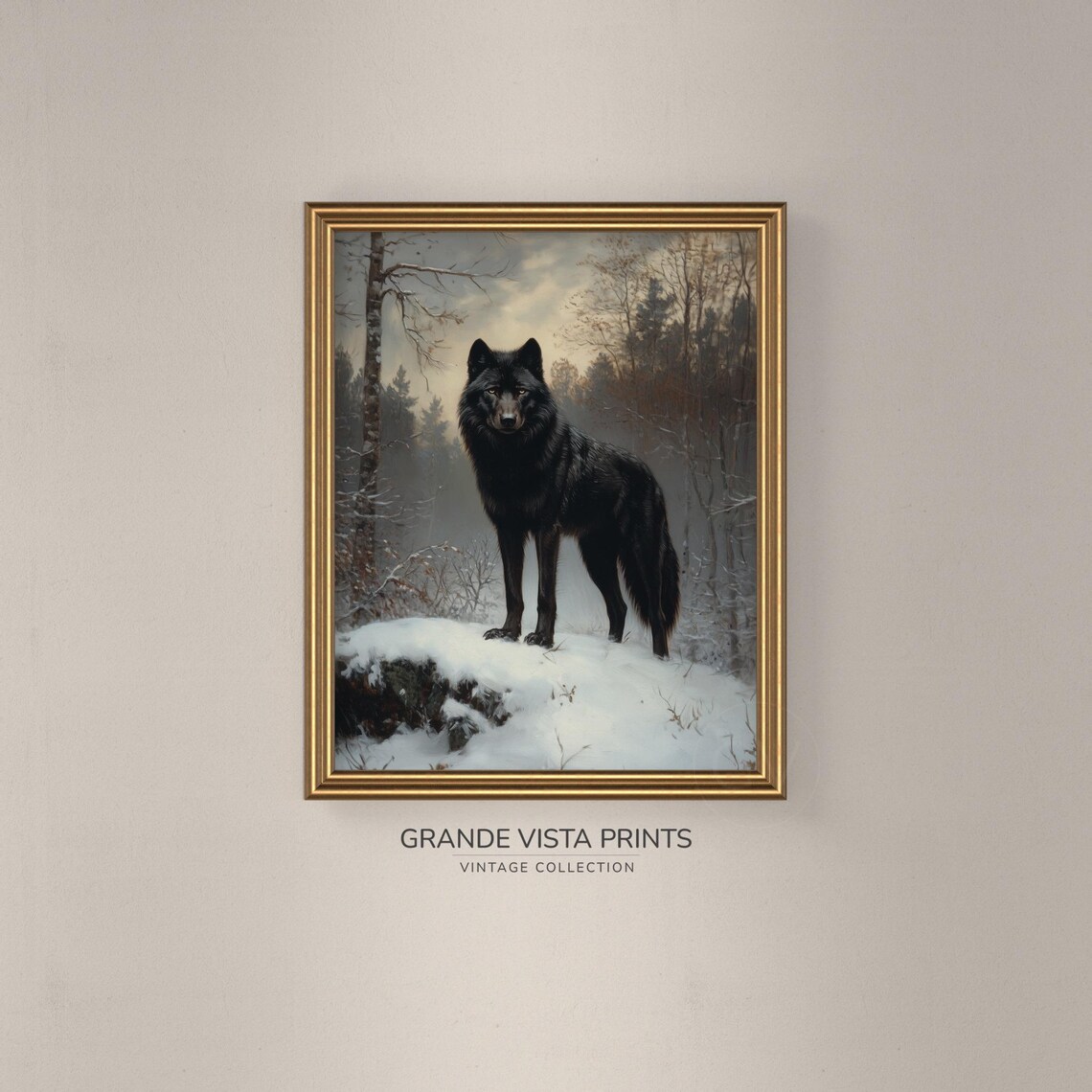 Black Wolf Animal Art Print, Wildlife Wall Decor - Image 3