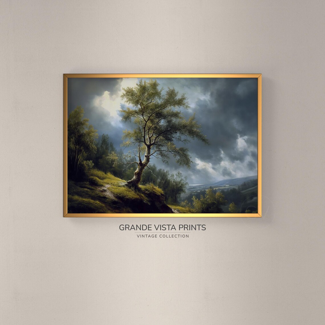 Lonely Tree Landscape Painting Mountain Tree Wall Art Gv4044
