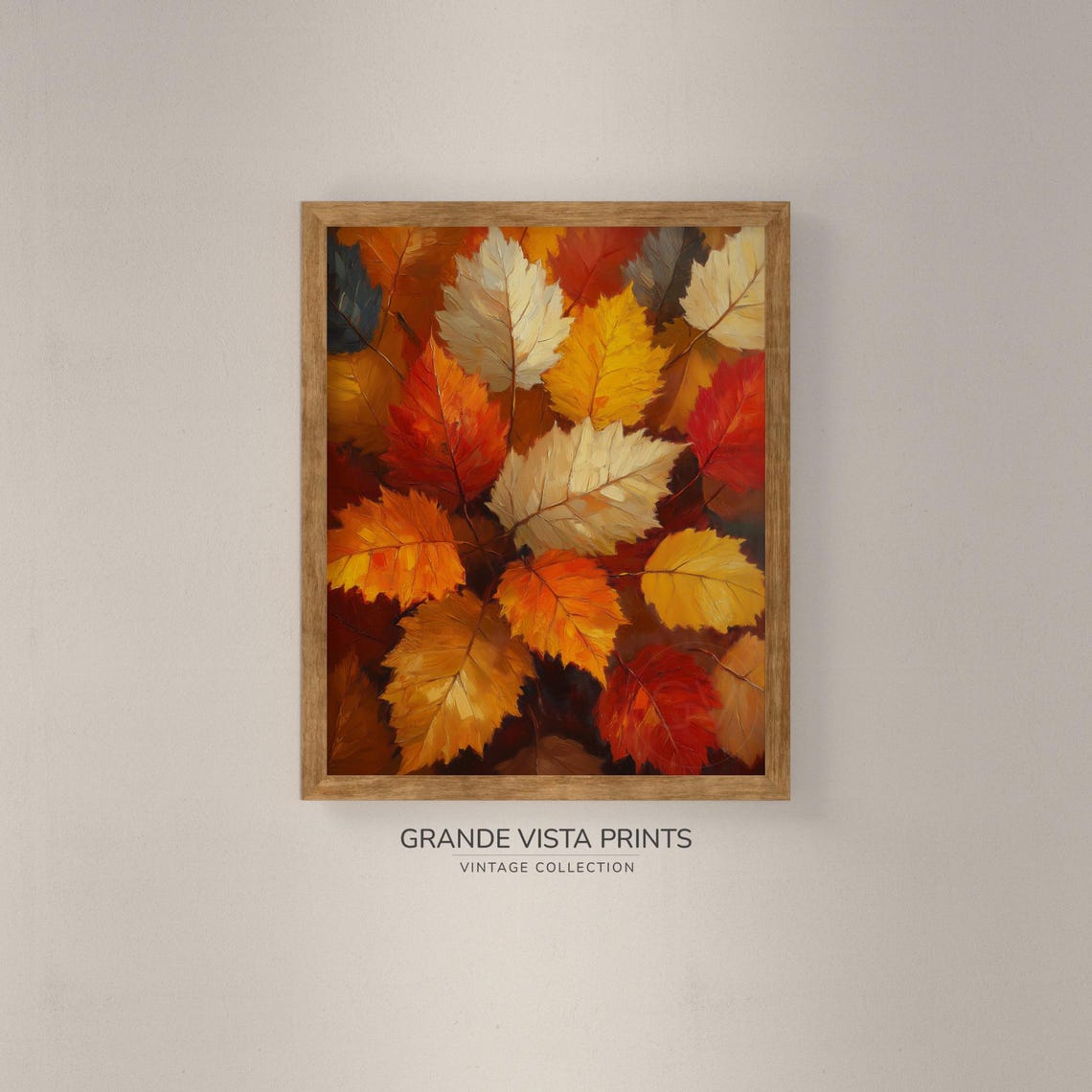 Autumn Beech Leaves Cluster Gold White Red Vintage Fall Foliage Poster - Image 4