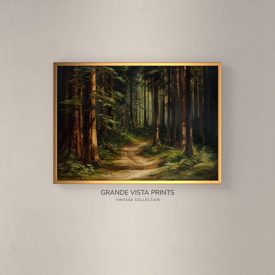 Redwood Forest Trail Landscape Painting Forest Path Wall Art Forest Trees Wall Art Gv4862 - Image 4