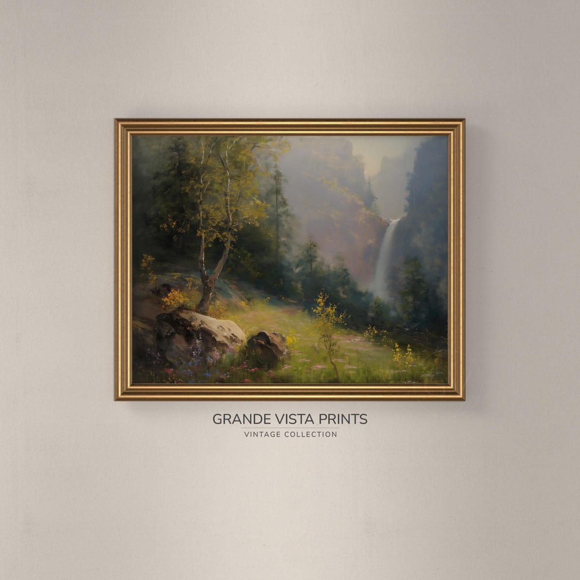 Waterfall Landscape Painting Wall Art Instant Art Print Spring Waterfall Gv4190 - Image 3