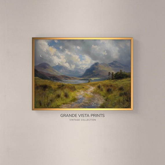Moody Mountains Landscape Painting Mountain Painting Wall Art Instant Art Print Gv4071