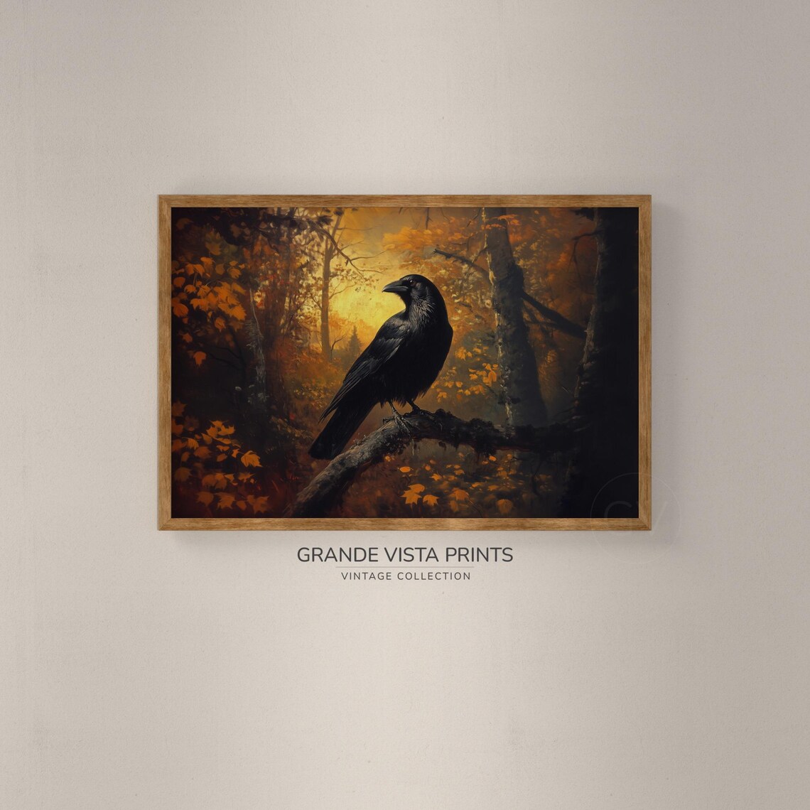 Black Crow Forest Landscape Painting Black Crow Painting Black Crow Wall Art Gv4809 - Image 2