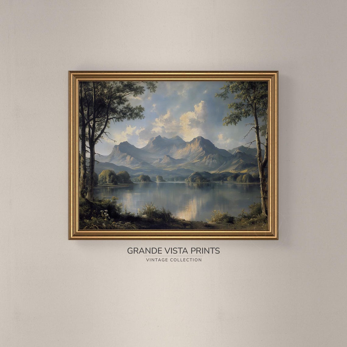 Moody Lake Landscape Painting Mountain Landscape Wall Art Gv4059 - Image 3