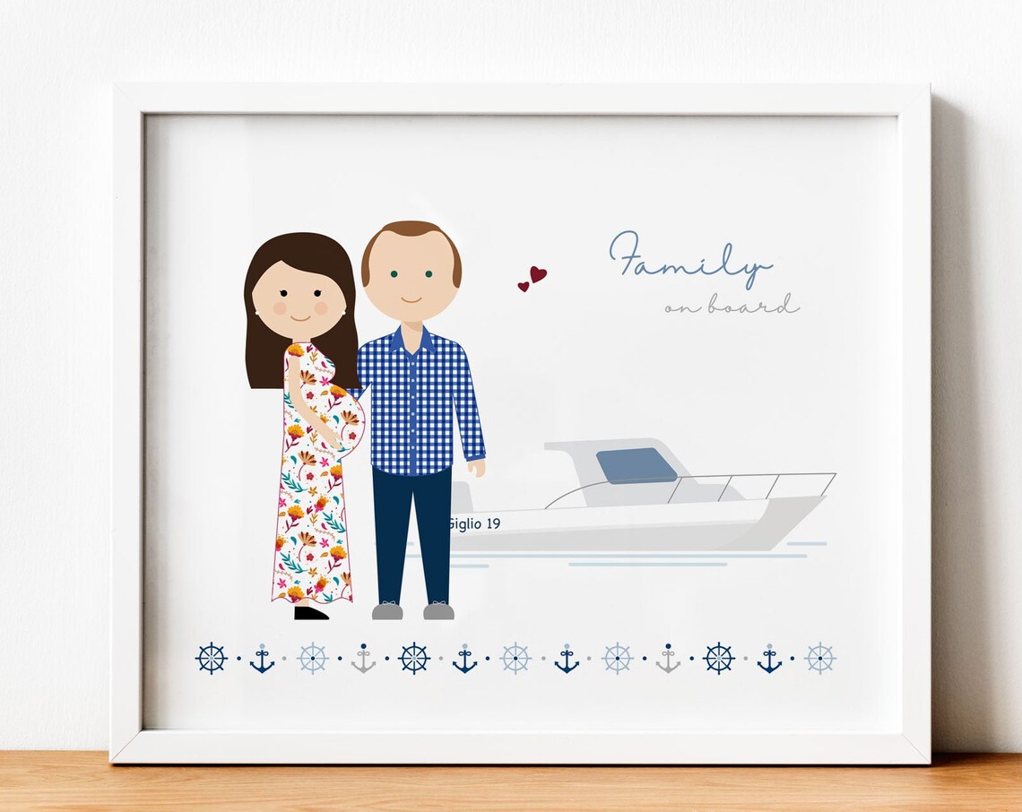 Custom Family Portrait Illustration, Personalized Art Print