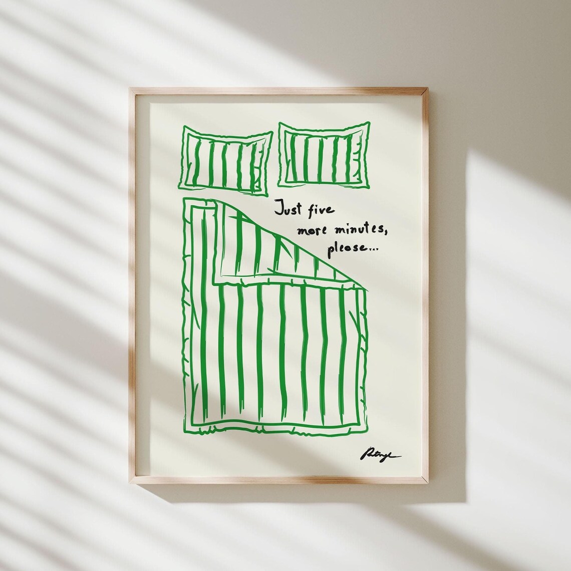 Stay In Bed Print, Green Bedroom Art Print