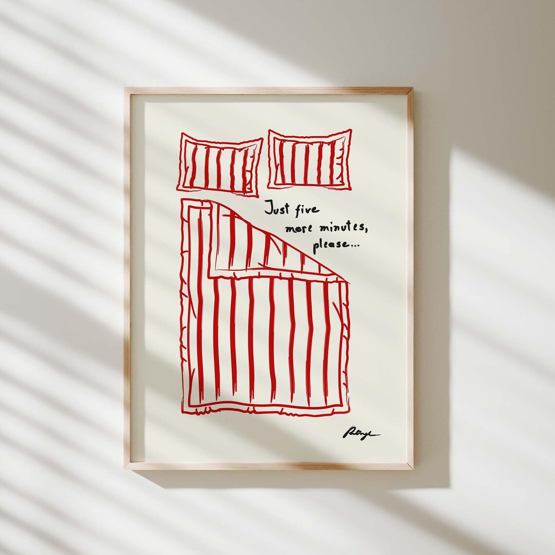 Stay In Bed Red Typography Bedroom Art Print