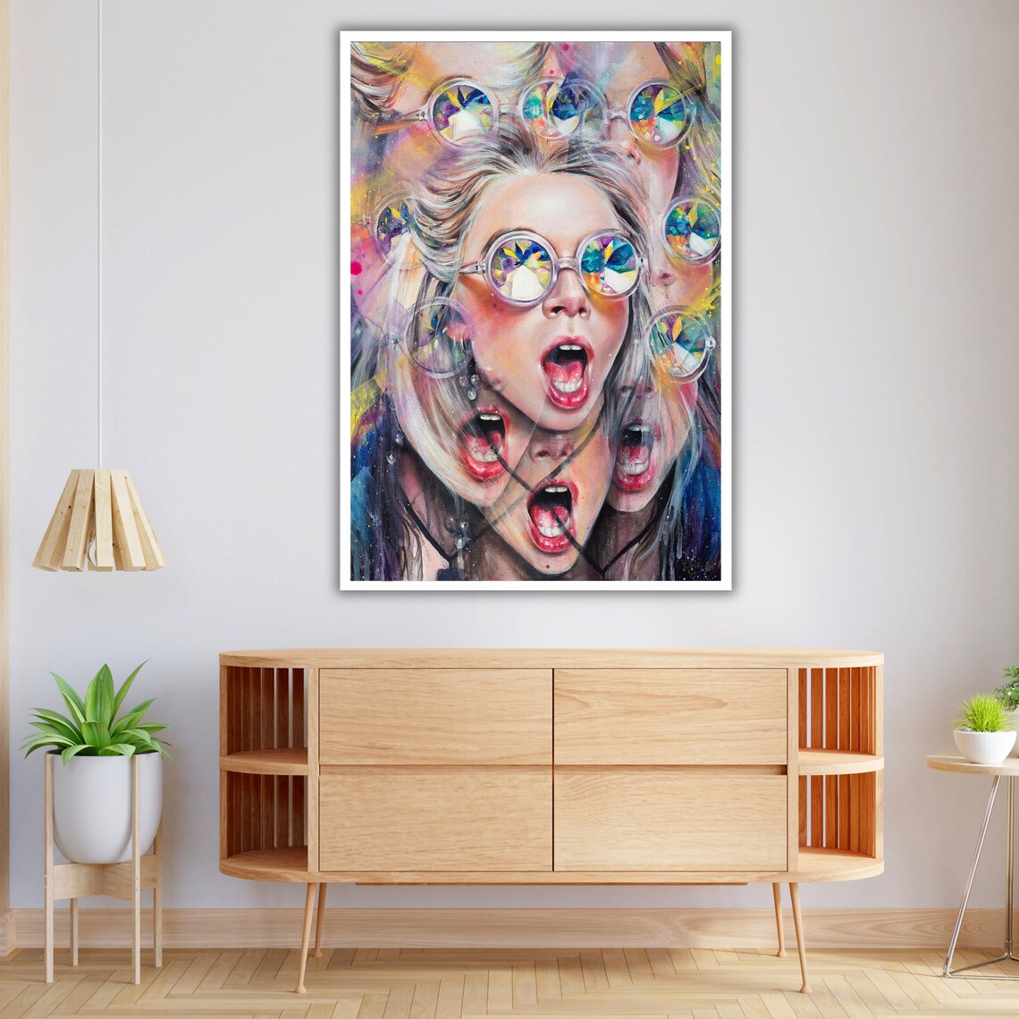 Psychedelic Woman With Kaleidoscope Glasses Pop Art Portrait Wall Print - Image 2