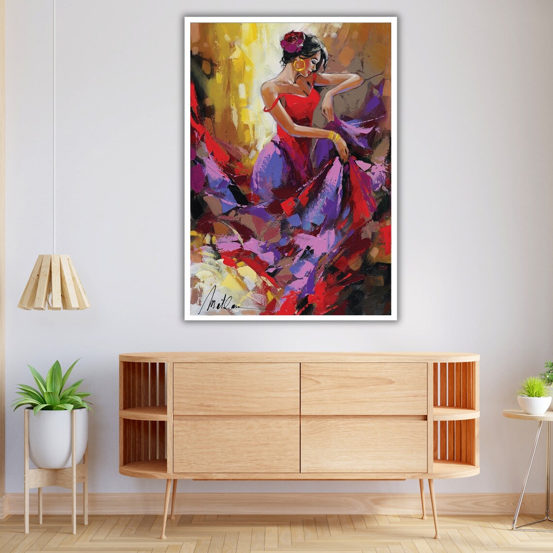 Flamenco Dancer Swirling Red Purple Dress Impressionist Painting Art Poster - Image 2