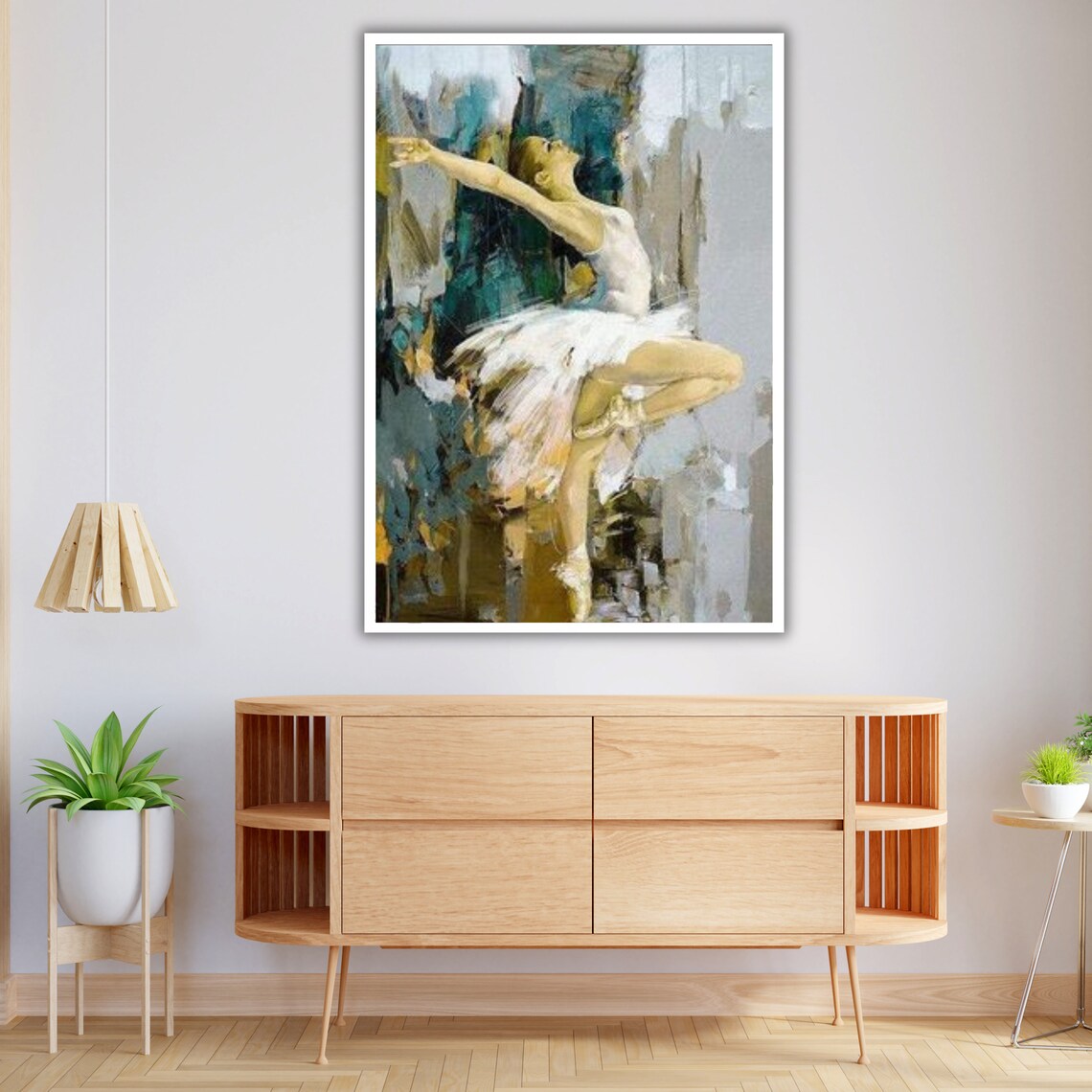 Ballerina White Tutu Leaping Teal Abstract Background Dynamic Dance Art Print - Image 4
