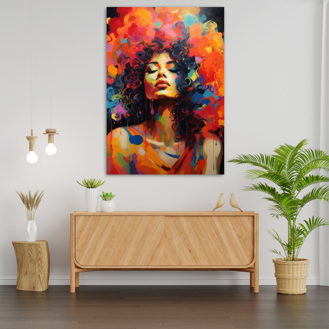 Colorfull Sexy African Woman Wall Art Female Figure Ready To Hang Female Portrait Painting Home Decor - Image 4