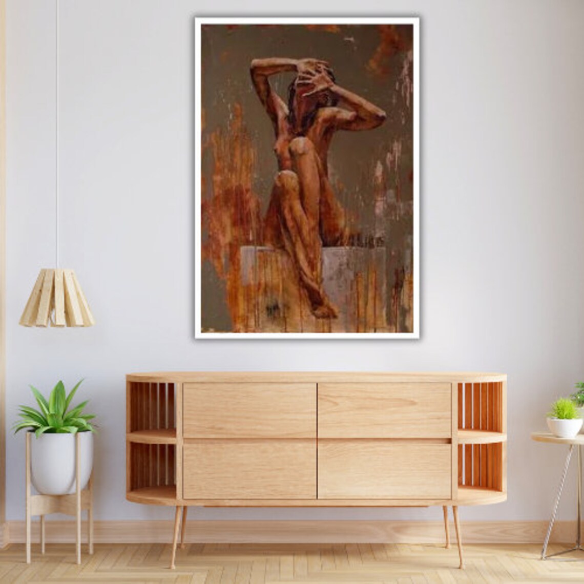 Terracotta Nude Woman Seated Figure Painting Warm Earth Tones Art Poster - Image 4
