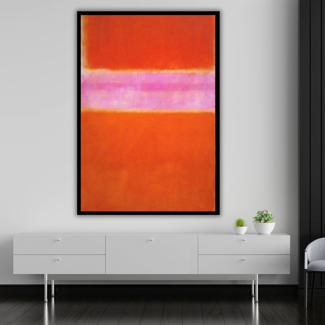 Orange Pink Lavender Color Field Soft Pastel Abstract Wall Print - Image 4