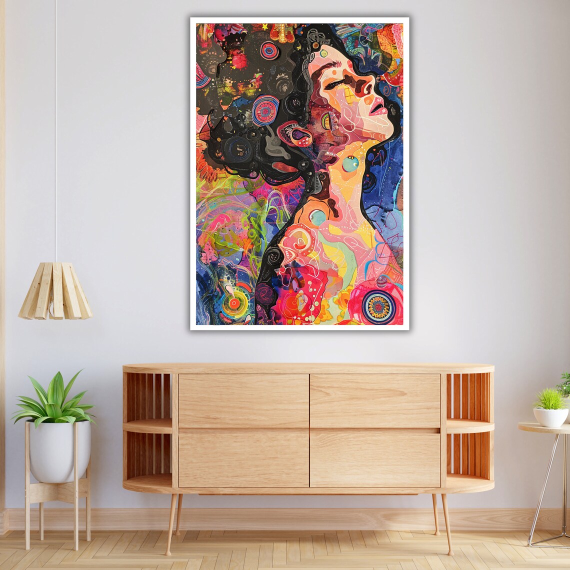 Psychedelic Abstract Woman Profile Painting Colorful Modern Art Wall Print - Image 2