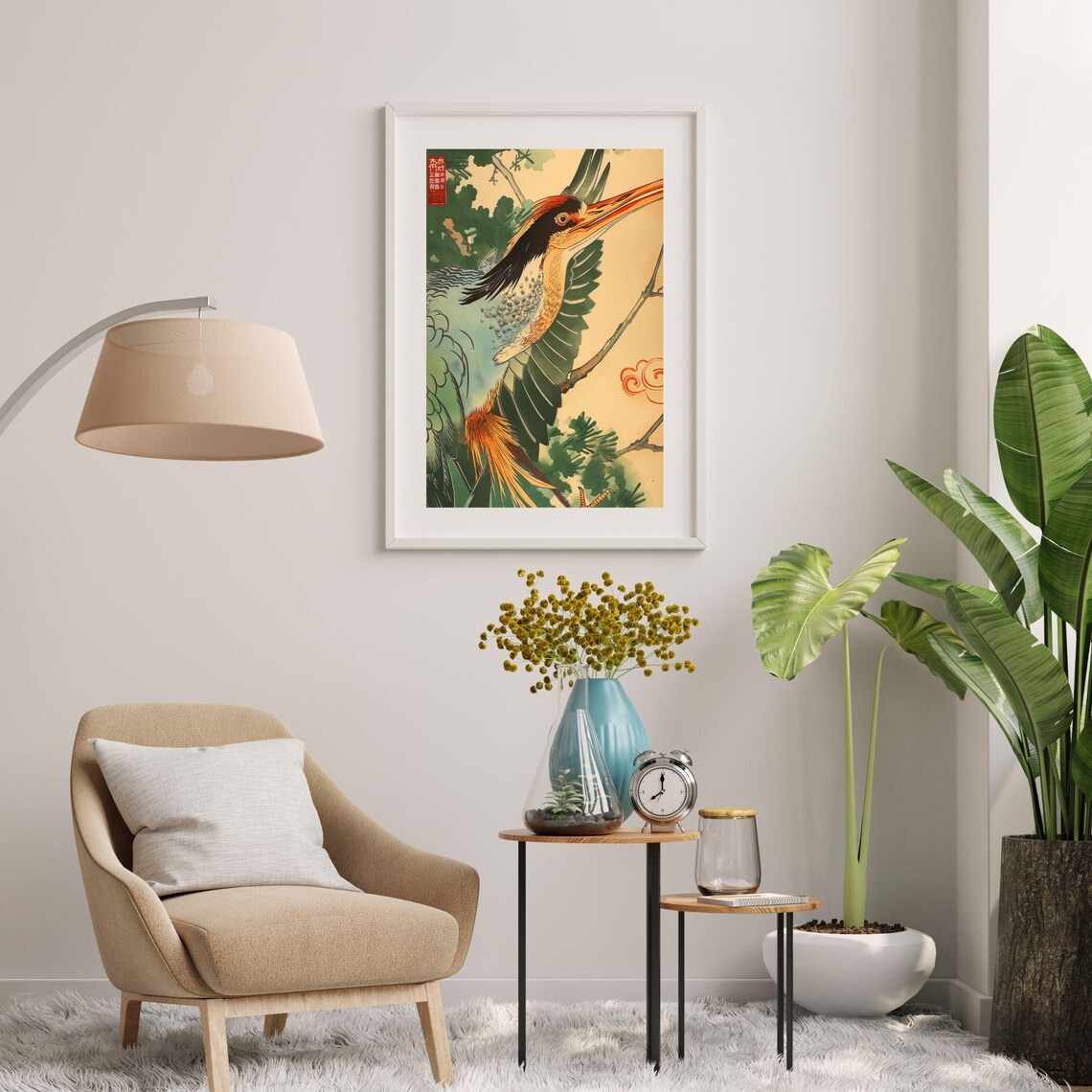 Elegant Heron In Flight, Nature Inspired Bird Art Print - Image 3