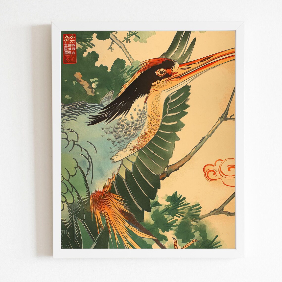 Elegant Heron In Flight, Nature Inspired Bird Art Print - Image 4