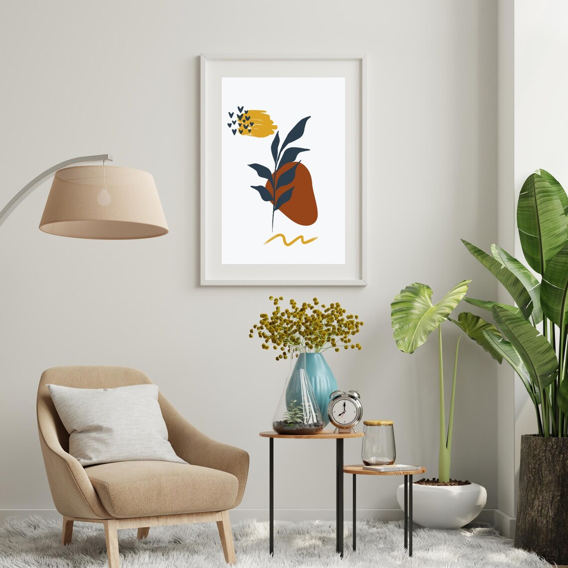 Boho Floral Art Print, Minimalistic Decor - Image 2
