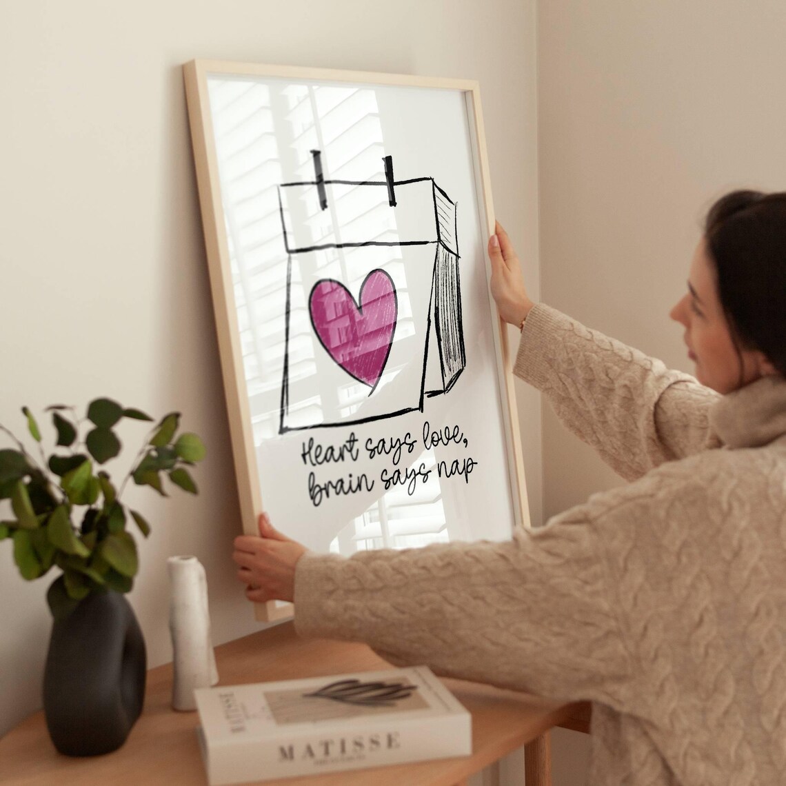 Typography Poster Cute Love Quote Art Feminine Decor Bedroom Wall Art Apartment Decor Gift To A Friend Trendy Pink Heart Quote Wall Art Gift