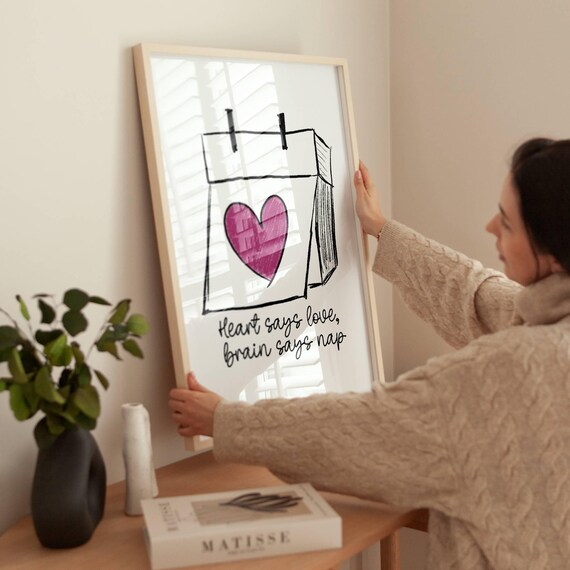 Typography Poster Cute Love Quote Art Feminine Decor Bedroom Wall Art Apartment Decor Gift To A Friend Trendy Pink Heart Quote Wall Art Gift