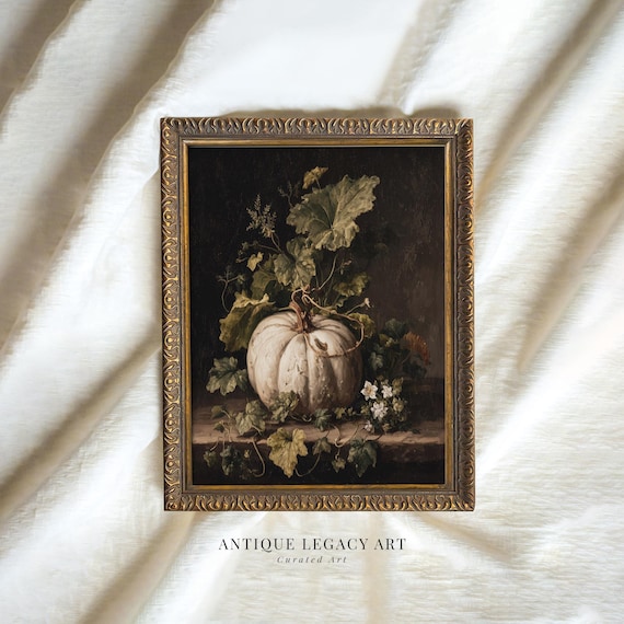 Fall Pumpkin Painting Print Rustic Autumn Botanical