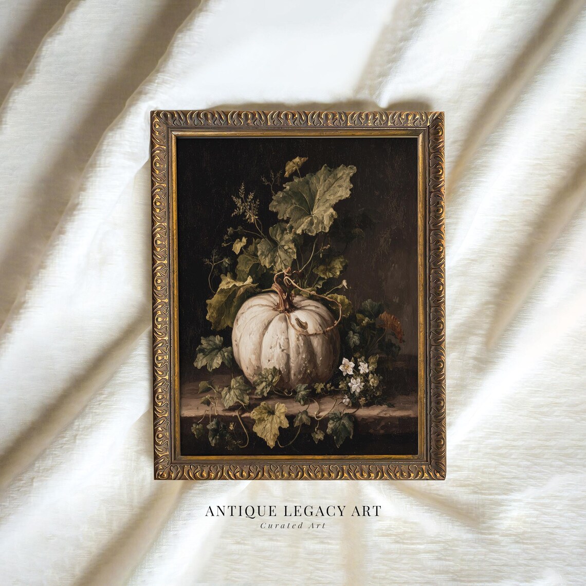Fall Pumpkin Painting Print Rustic Autumn Botanical