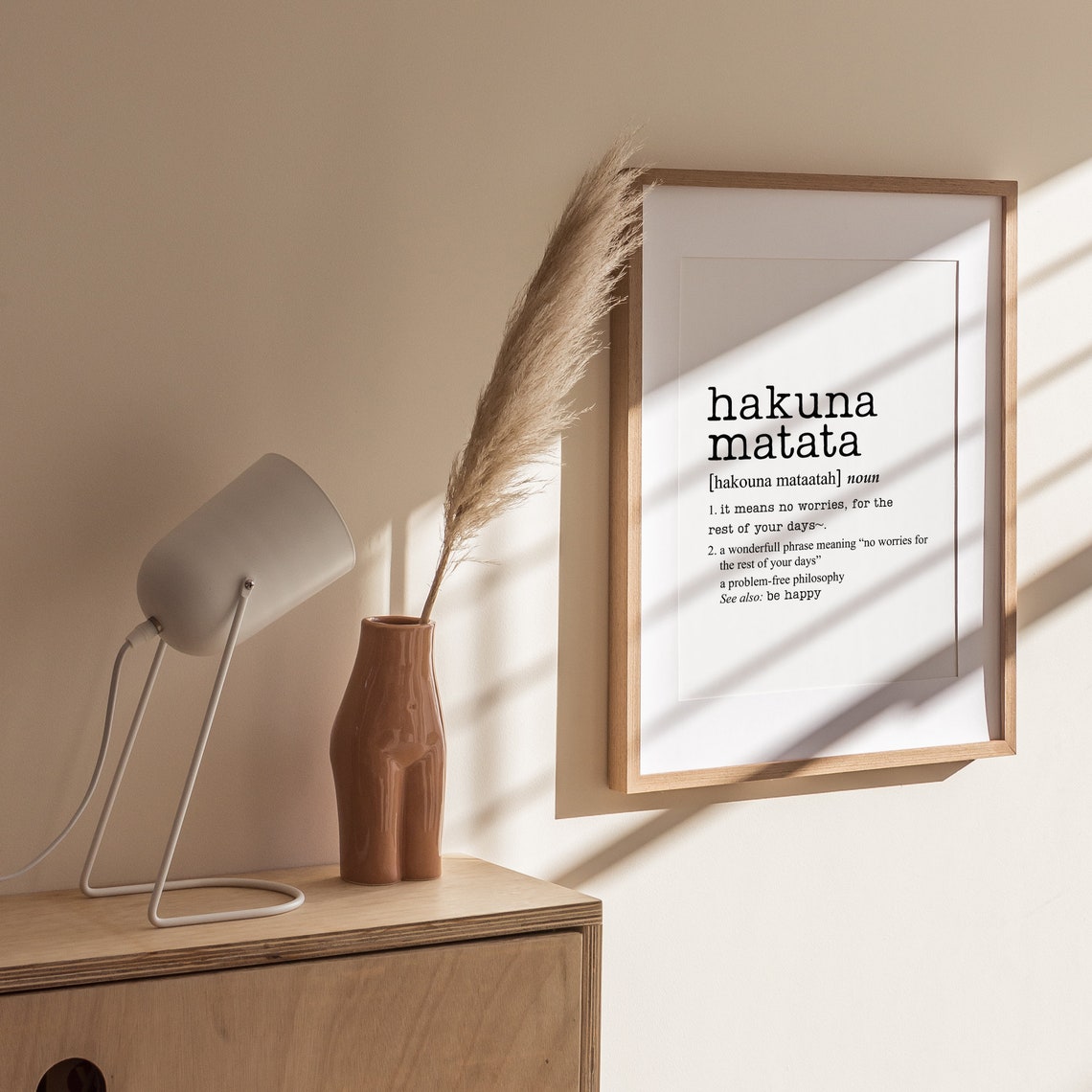 Hakuna Matata Definition Dictionary Meaning No Worries Quote Poster - Image 5