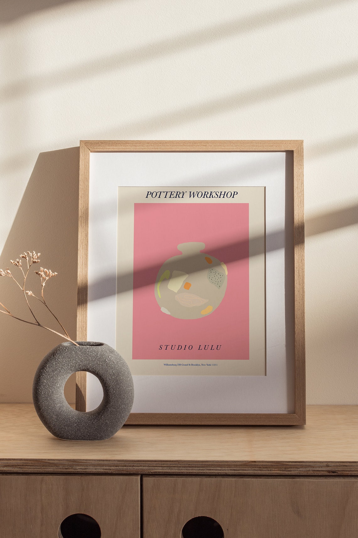 Pottery Workshop Studio Lulu Pink Abstract Vessel Art Poster - Image 2