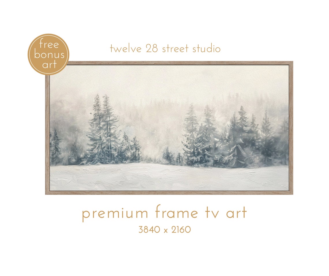 Moody Tv Art Vintage Tv Art Dark Academia Tv Art Tv Art Winter Tv Art Snowy Trees Tv Art Winter Art Farmhouse Tv Art