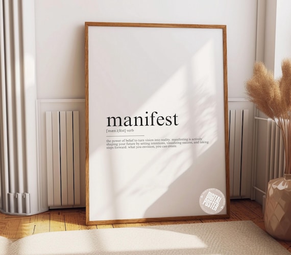 Manifest Definition Print Inspirational Wall Art Happiness Prints Motivational Poster Law Of Attraction