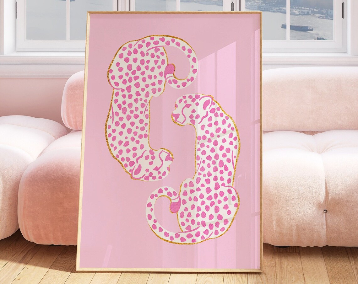 Cheetah Print Animal Decor, Preppy Wall Art