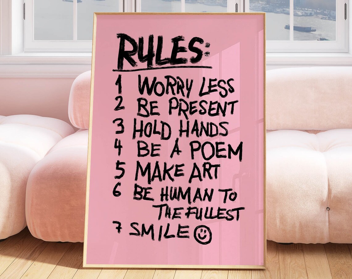 Words Of Affirmation Pink Retro Wall Art Print