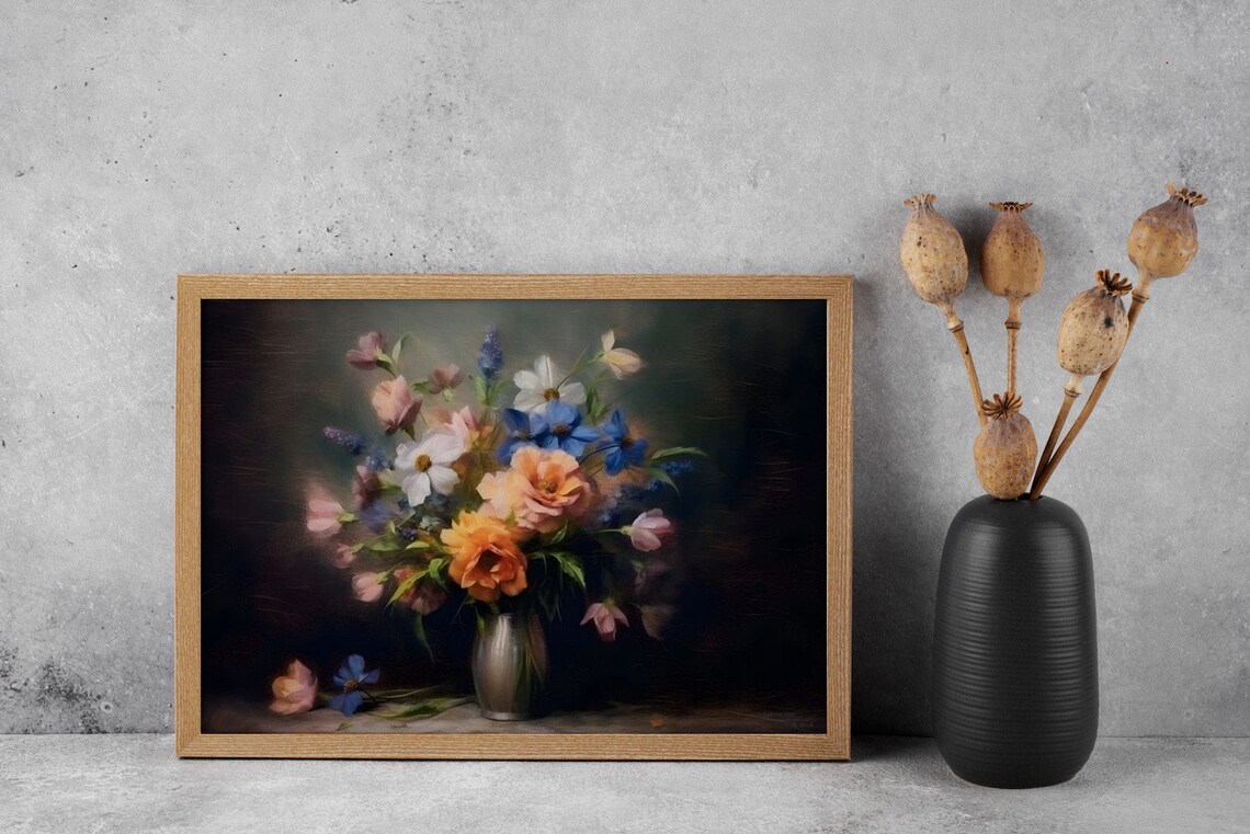 Ephemeral Grace, Symphony of Blooms Antique Print - Image 3