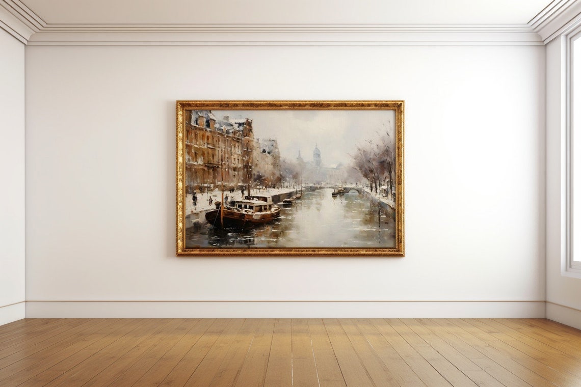 Winters Embrace On The River Antique Print - Image 4