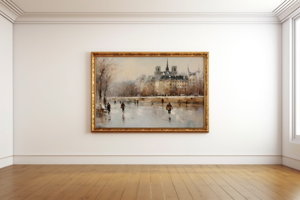 Winter Waltz on the Seine, Paris Antique Print - Image 3
