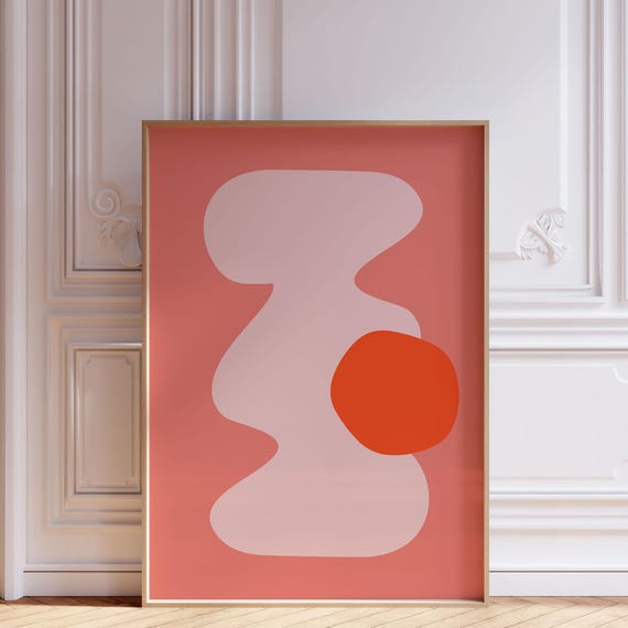 Abstract Orange Wall Art Large Size Minimalist Print Modern Decoration Contemporary Bold Poster Colorful
