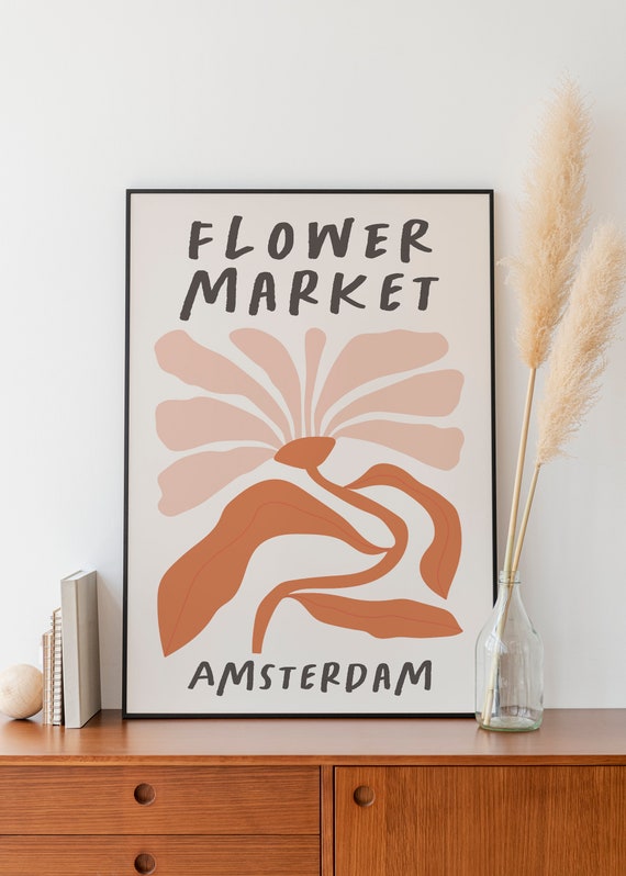 Flower Market Poster Amsterdam Flower Market Print Abstract Floral Art Cute Apartment Decor Abstract Floral Wall Decor Matisse