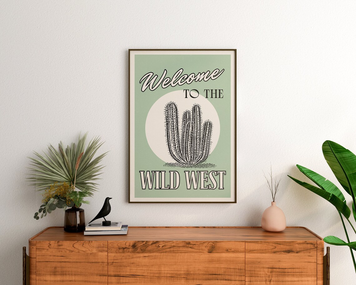 Welcome To The Wild West Cactus Retro Vintage Desert Travel Poster - Image 2