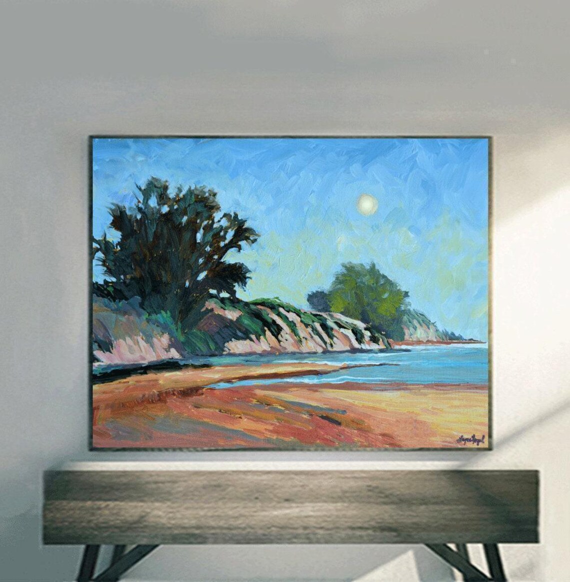 Goleta Beach California Moonlit Shoreline Dusk Landscape Poster
