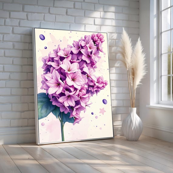 Purple Lilac Flower Poster Elegant Botanical Wall Art Print Watercolor Floral Decor For Bedroom Or Office Nature Ready To Hang