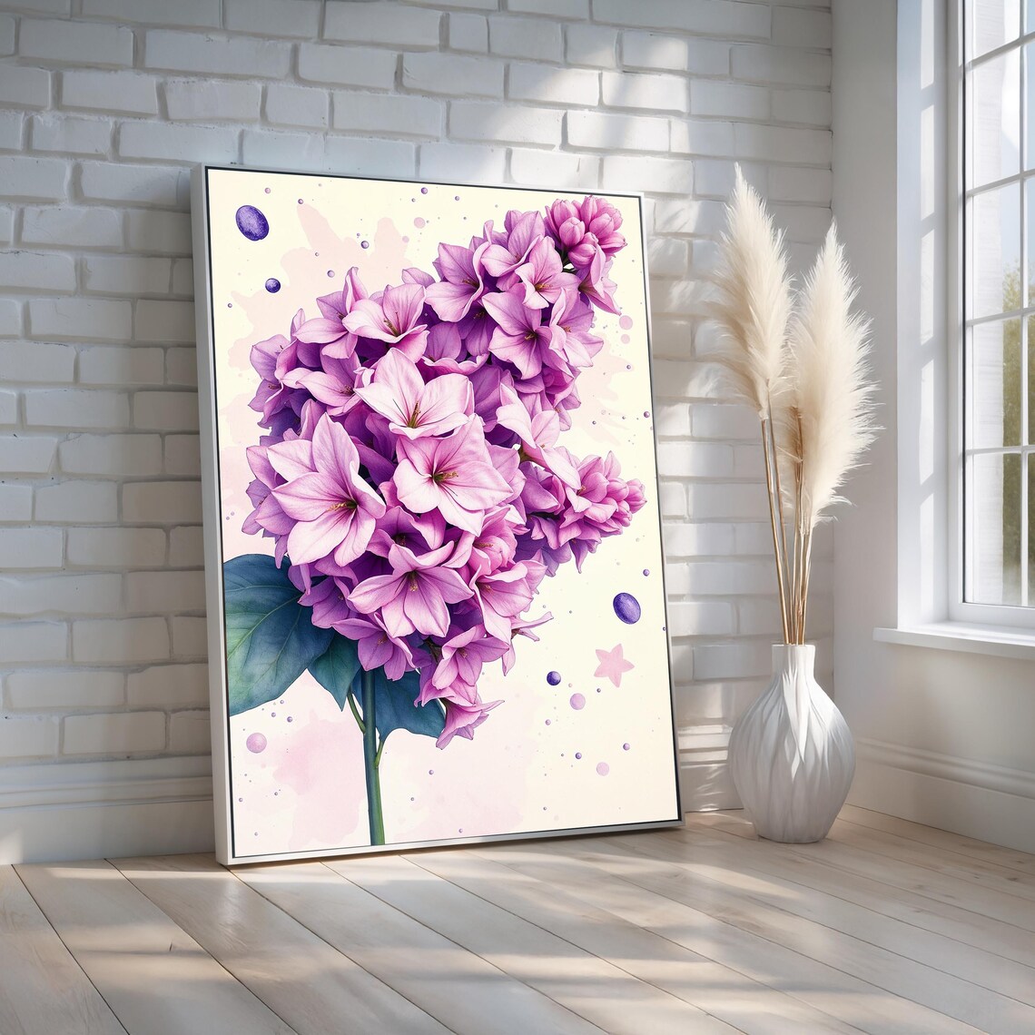 Purple Lilac Blossoms Elegant Botanical Floral Watercolor Poster