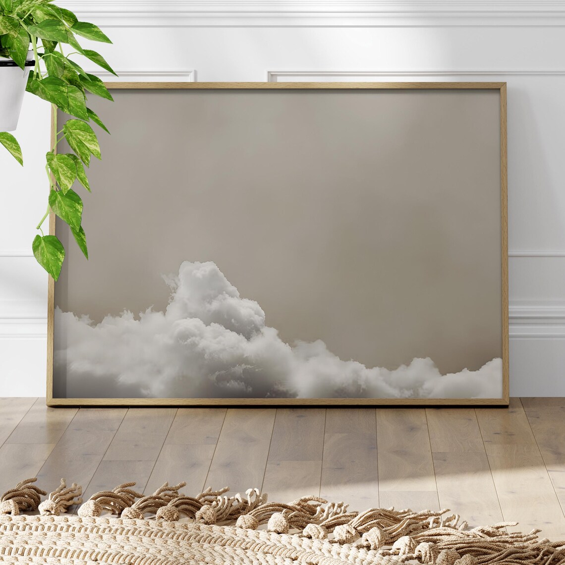 Soft Beige Cloudscape Minimalist Sky Photography Calm Boho Wall Art