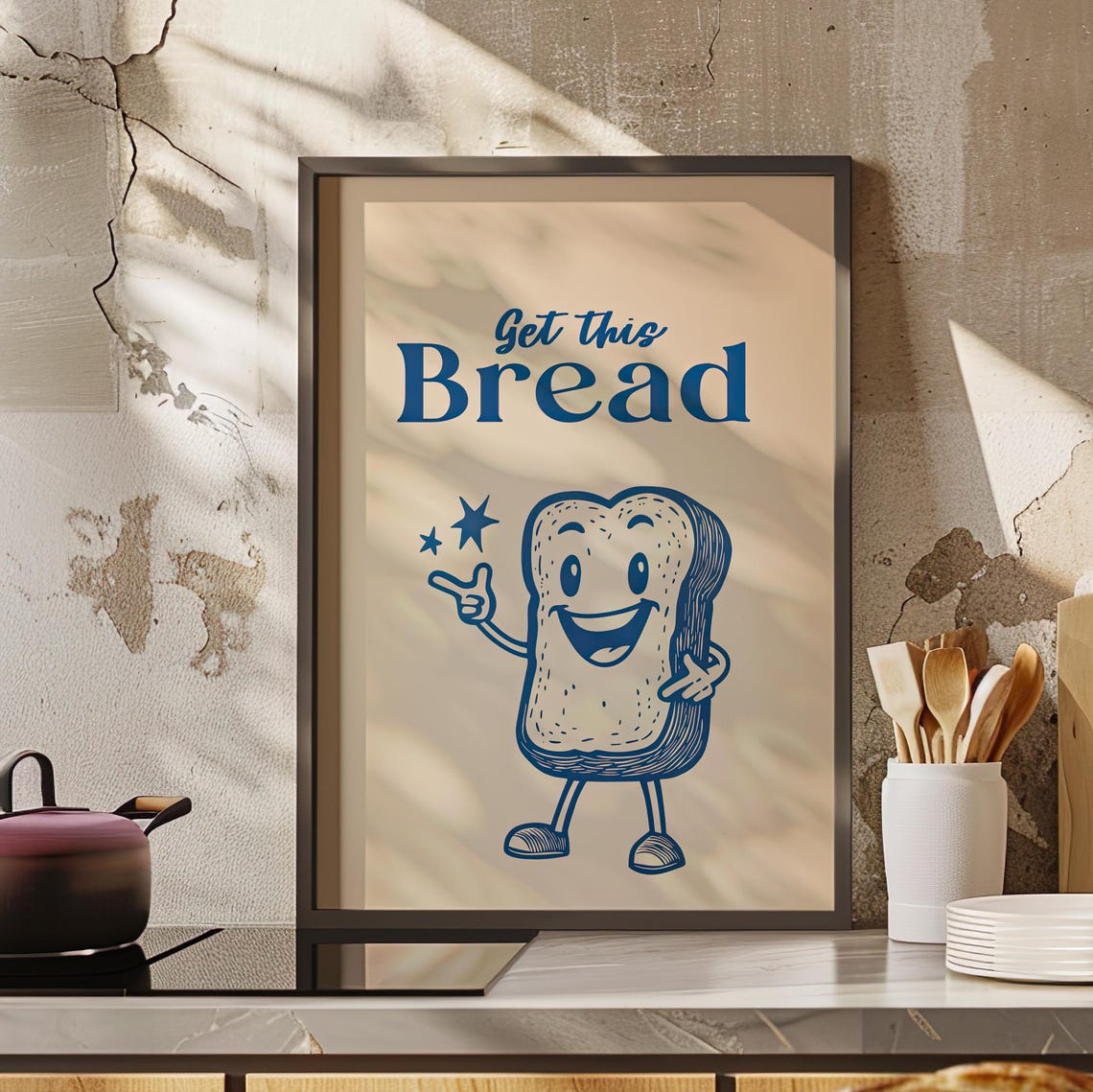 Get This Bread Retro Toast Character Cute Kitchen Humor Art Poster - Image 4